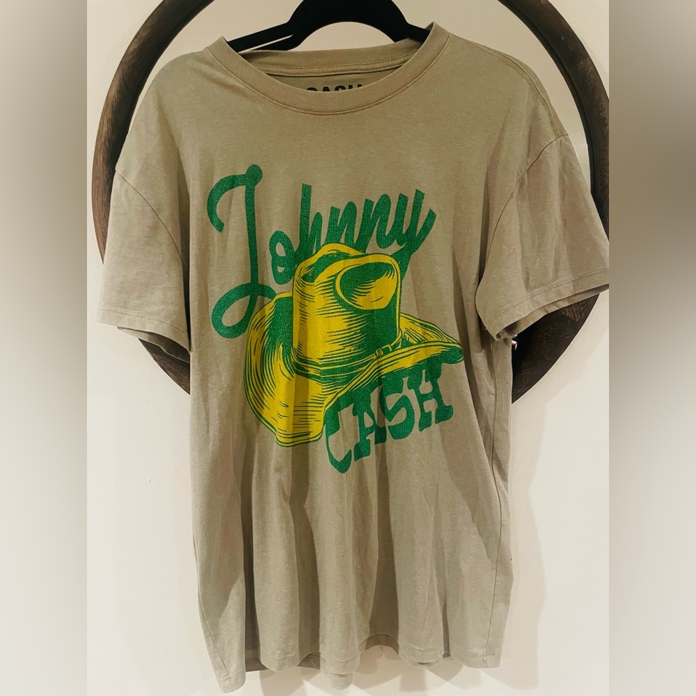 Ash Cash Graphic Tee in Beige with Black Print
